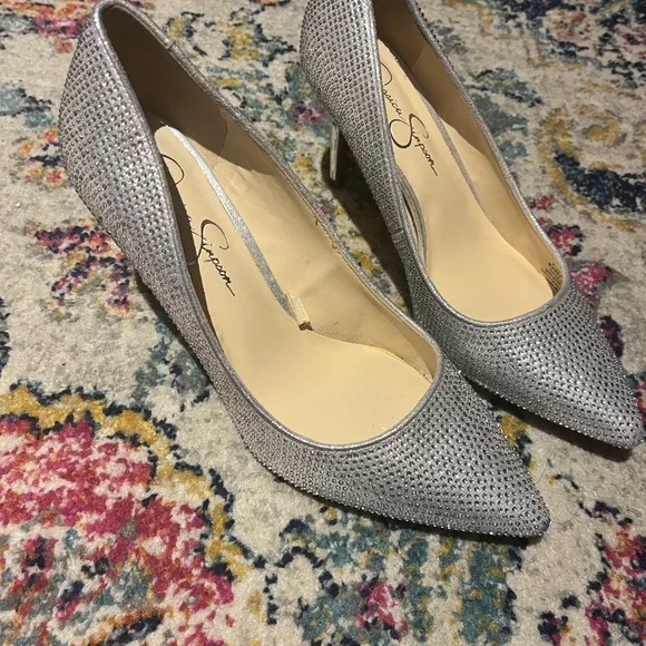 Jessica Simpson Silver Rhinestone stiletto pumps - Picture 3 of 8